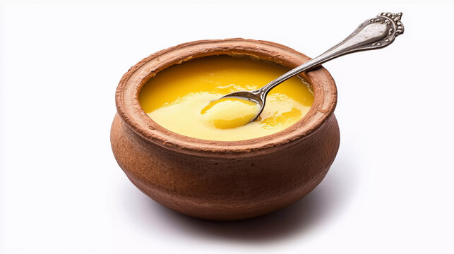 Desi ghee mataki isolated on white background 
