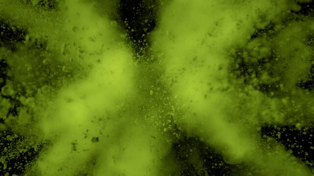Super Slow Motion Shot of Matcha or Spirulina Powder Exploded Towards Camera at 1000fps.