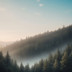 Naklejka premium Sunrise in the mountains, minimalist background, sense of calmness and simplicity
