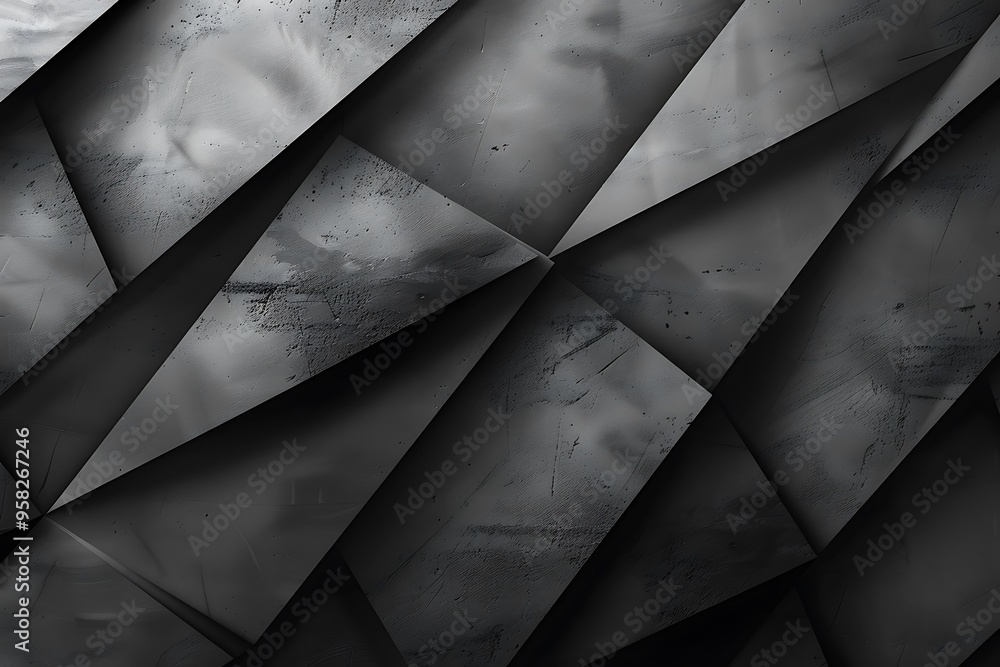 Poster black white dark gray silver abstract pattern background. geometric shape and triangle angle polygon