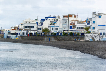 Agaete watercolor illustration beach in the north of Gran Canaria