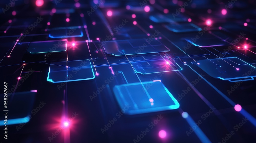 Poster abstract network grid with files and folders, futuristic software interface, digital document manage