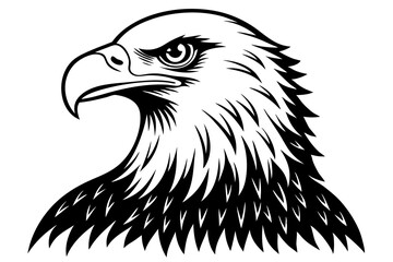 Bald eagle silhouette black Illustration.American Eagle Patriotic, American Eagle Face Logo, Eagle American flag