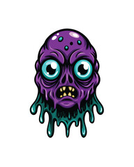 A slimy alien monster with large glowing eyes.