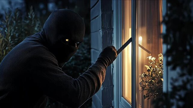 thief into a house, captured by CCTV cameras