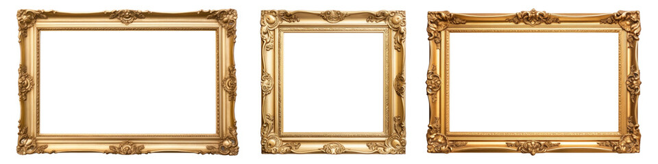 Vintage gold frame png cut out element set