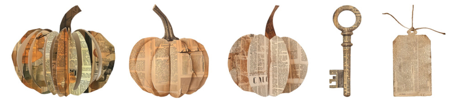 Vintage ephemera png cut out element set