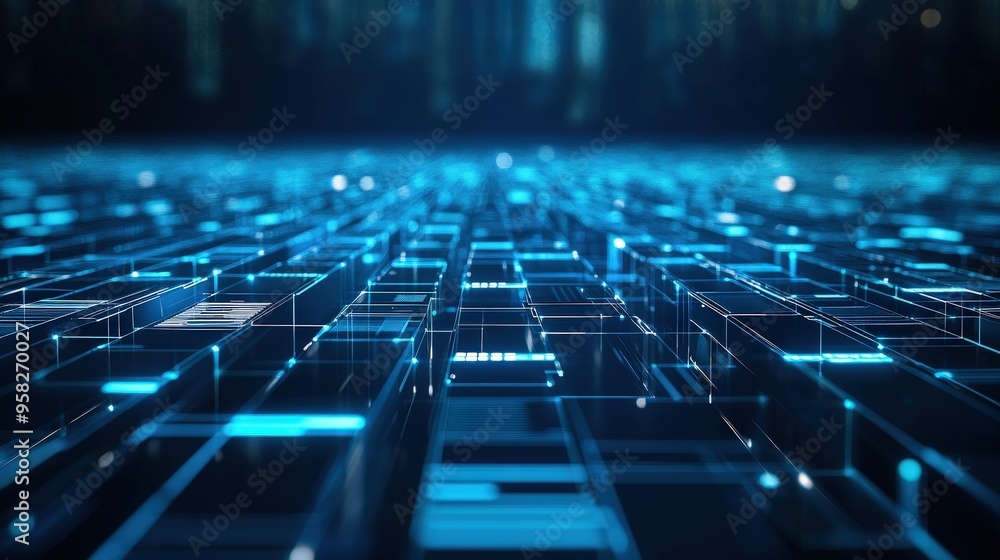 Poster abstract network grid with files and folders, futuristic software interface, digital document manage