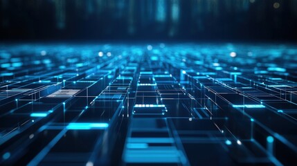 Obraz premium Abstract network grid with files and folders, futuristic software interface, digital document management system, store, search and organize documents, corporate business, paperless office 