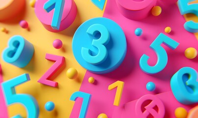 Fototapeta premium Seasonal sales background with percent discount pattern. 3D. 