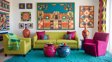 a vibrant living room interior design