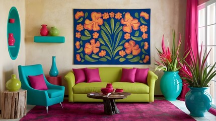 a vibrant living room interior design