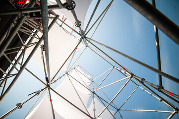 Fototapeta premium Metal frame stage structure on city festival