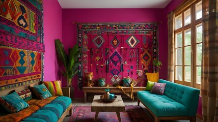 a vibrant living room interior design