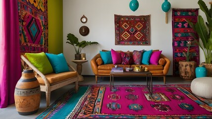 a vibrant living room interior design