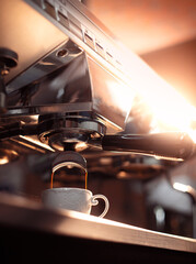 espresso machine pouring espresso coffee