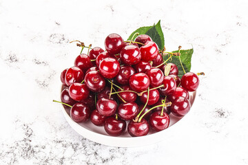 Ripe sweet juicy cherry heap