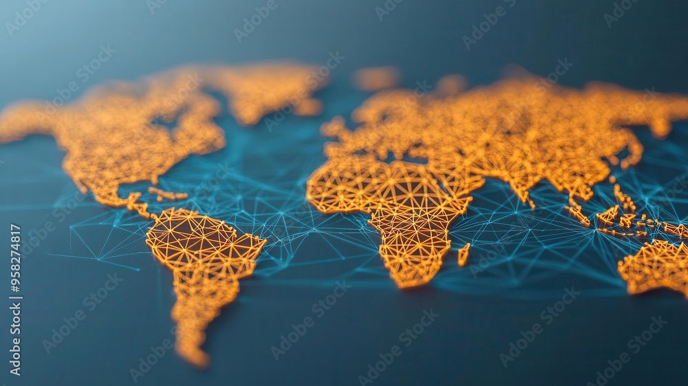 Poster digital map with points marking important internet information, internet points information, digital