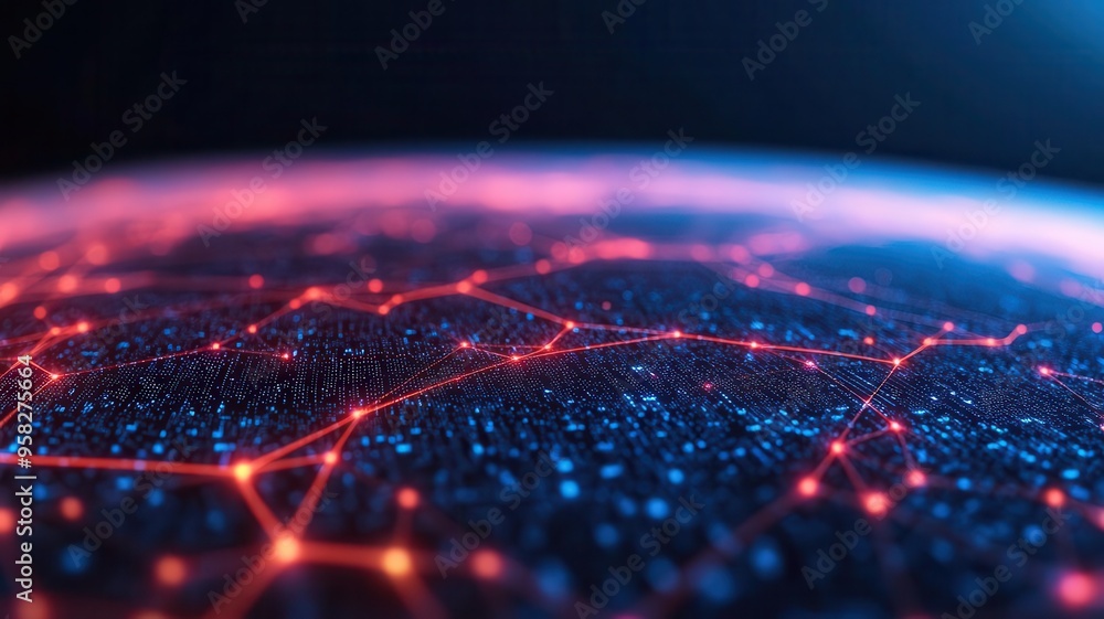 Poster digital map with points marking important internet information, internet points information, digital