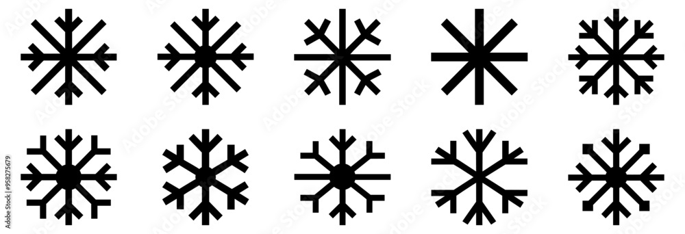 Wall mural snowflake icon. set of thin line snowflake icons. christmas decor. black drawn snowflake. snowflakes