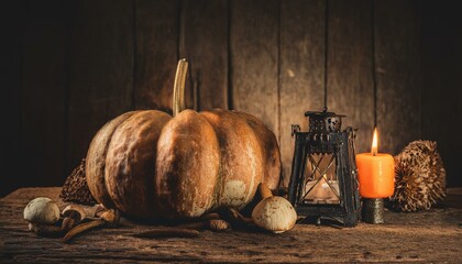 Halloween Properties on Old Vintage Desk for Halloween Background