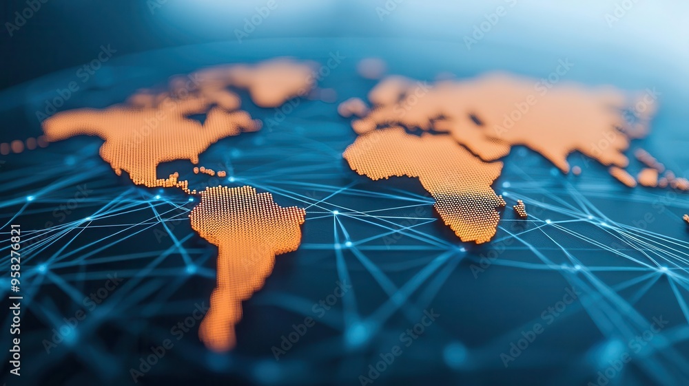 Poster digital map with points marking important internet information, internet points information, interco