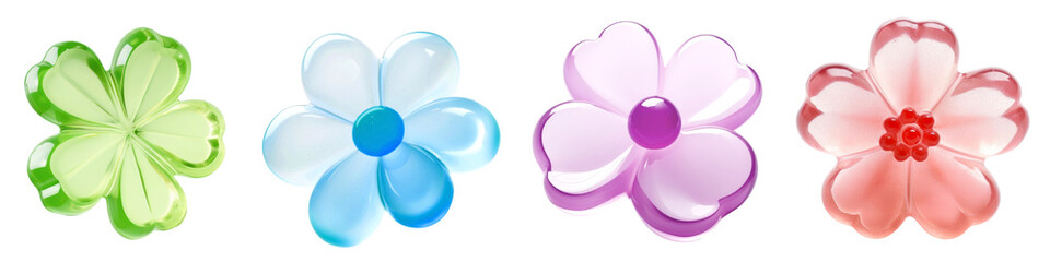 Fototapeta premium Flower rainbow cute jelly png cut out element set