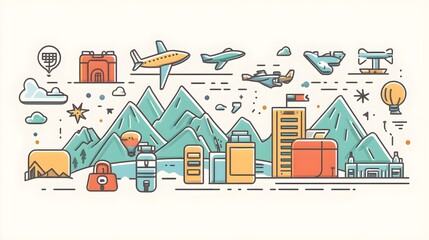 A flat design of a travel itinerary app with functional and organized trip planning features