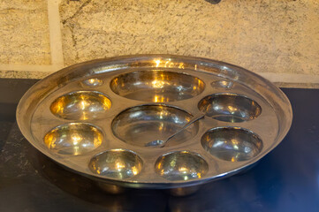 antique royal silver plat with bowl at indoor