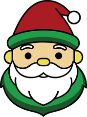 Santa Claus face in streamlined line art capturing classic Christmas essence
