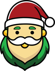 Minimal Santa Claus face with simple clean lines capturing festive cheer
