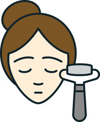 Woman using jade roller for skin care routine