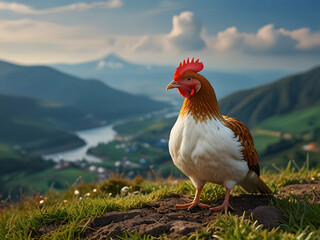 rooster in the grass,Ai generated 