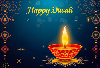 Happy diwali banner design. Deepavali poster design social media post