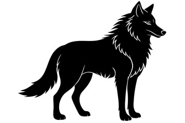 Wolf Silhouette Vector Illustration, perfect for wildlife enthusiasts, featuring a howling wolf against a moonlit sky. Ideal for use in projects related to nature, wildlife, and wilderness 