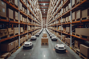 Obraz premium A warehouse full of cardboard boxes