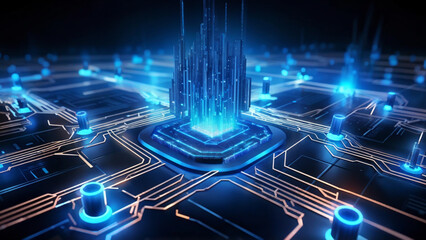 Naklejka premium Advanced Cybersecurity Concept with AI and Encryption