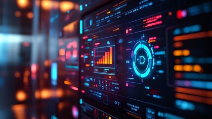 Obraz premium High-tech water meter in a smart home, showing precise water consumption data on a large touchscreen display, surrounded by home automation devices