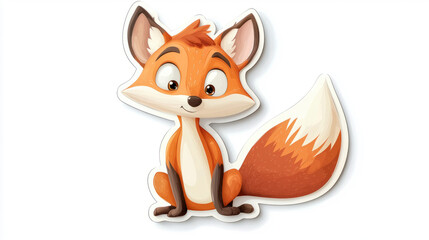 Obraz premium red fox cartoon sticker on white background