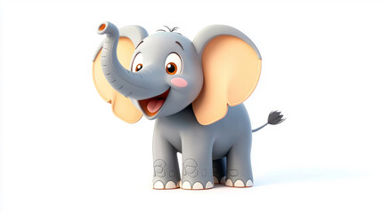 cute gray elephant cartoon clipart on white background