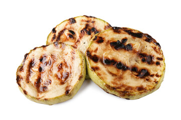 Tasty grilled zucchini slices isolated on white