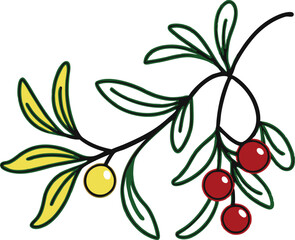 Mistletoe adorned with vibrant green leaves and cheerful red berries
