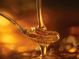 Drizzling Golden Honey with a Warm Background