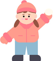  겨울날의 눈으로 노는 아이들 