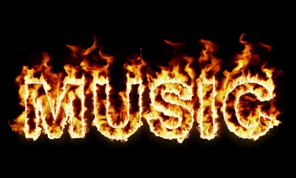Dynamic animation text Music on fire.