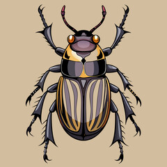 macro vector ilustartion of beetle insect 