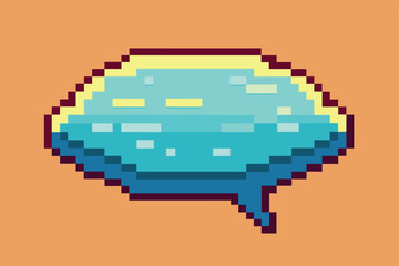 Pixel art speech bubble cloud with rounded corners, designed in a vibrant and colorful vector style.