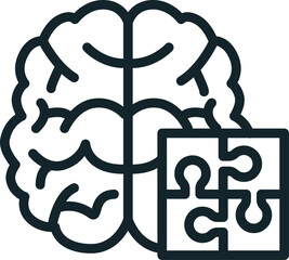 Human brain solving problems with puzzle pieces icon