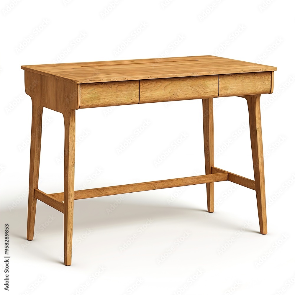 Poster A wooden desk suitable for a home office isolated on a transparent background.