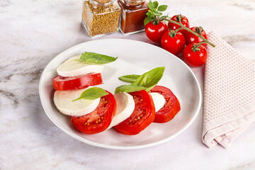 Italian caprese salad with mozzarella